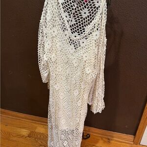 Zara White/Cream Crochet Dress with Slip Dress Attached